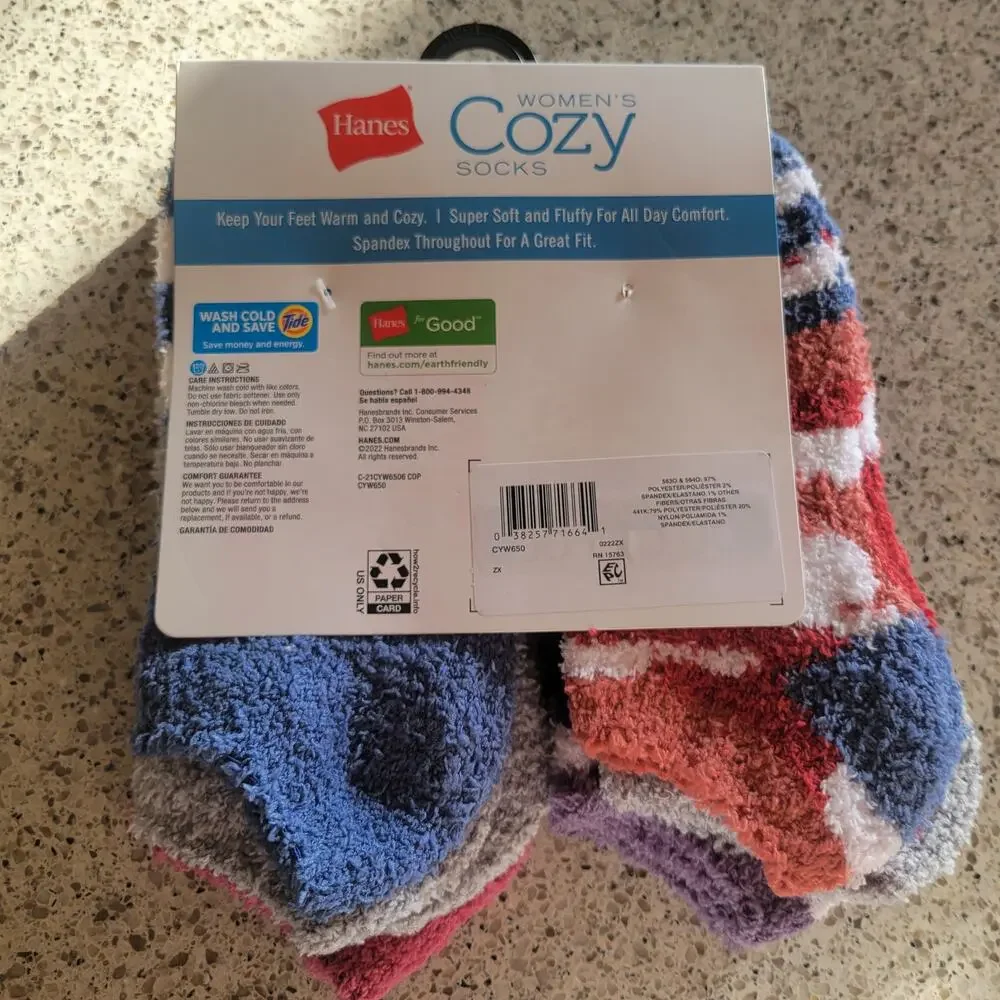 Hanes Womens Cozy Fuzzy No Show Super Soft Slipper Socks MultiColor✨️6pr✨️NEW